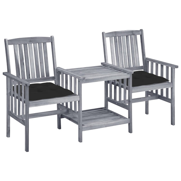 vidaXL Chaises de jardin avec table basse et coussins Bois d'acacia massif