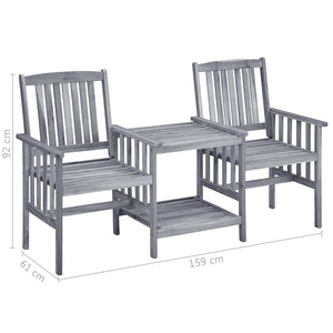 vidaXL Chaises de jardin avec table basse et coussins Bois d'acacia massif