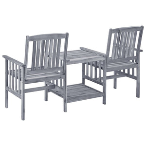vidaXL Chaises de jardin avec table basse et coussins Bois d'acacia massif