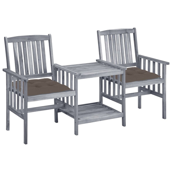 vidaXL Chaises de jardin avec table basse et coussins Bois d'acacia massif