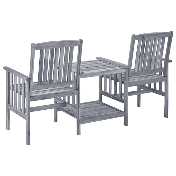 vidaXL Chaises de jardin avec table basse et coussins Bois d'acacia massif