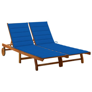 vidaXL Bain de soleil double avec coussins en bois d'acacia massif