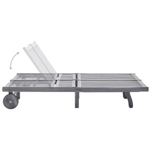 vidaXL Bain de soleil double avec coussin Gris Bois d'acacia massif