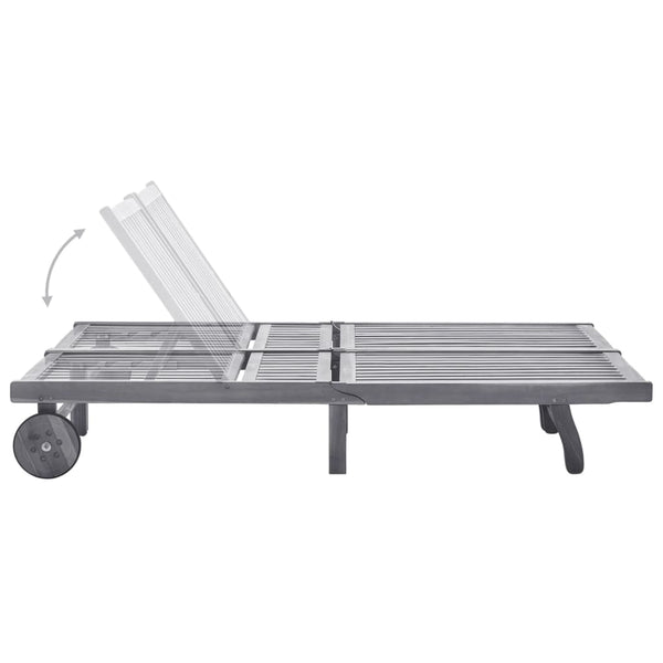 vidaXL Bain de soleil double avec coussin Gris Bois d'acacia massif