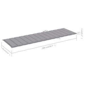 vidaXL Bain de soleil double avec coussin Gris Bois d'acacia massif