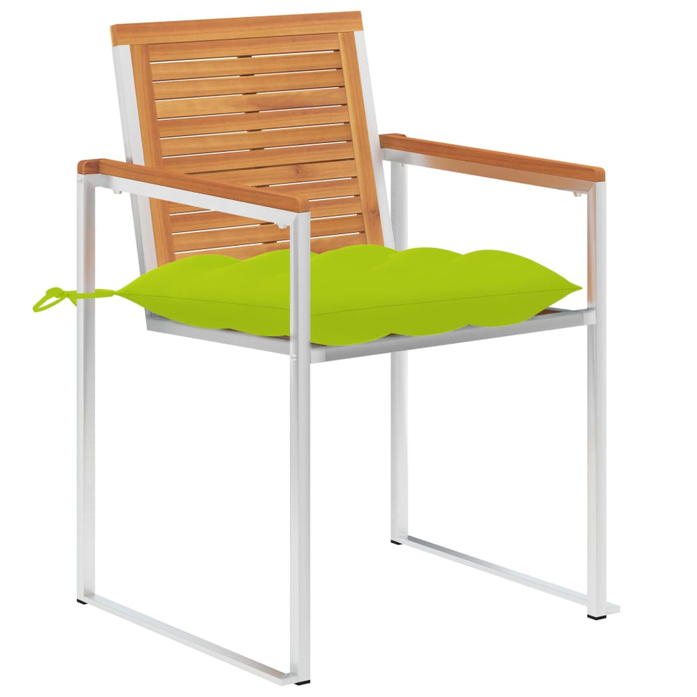 Gartenstühle mit Kissen 2 Stk. Massivholz Akazie und Stahl