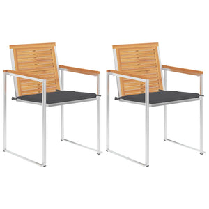 vidaXL Chaises de jardin avec coussins 2 pcs. Bois de teck massif et acier