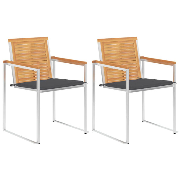 vidaXL Chaises de jardin avec coussins 2 pcs. Bois de teck massif et acier