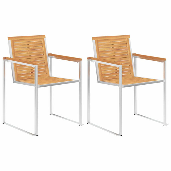vidaXL Chaises de jardin avec coussins 2 pcs. Bois de teck massif et acier