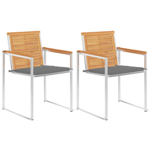 vidaXL Chaises de jardin avec coussins 2 pcs. Bois de teck massif et acier