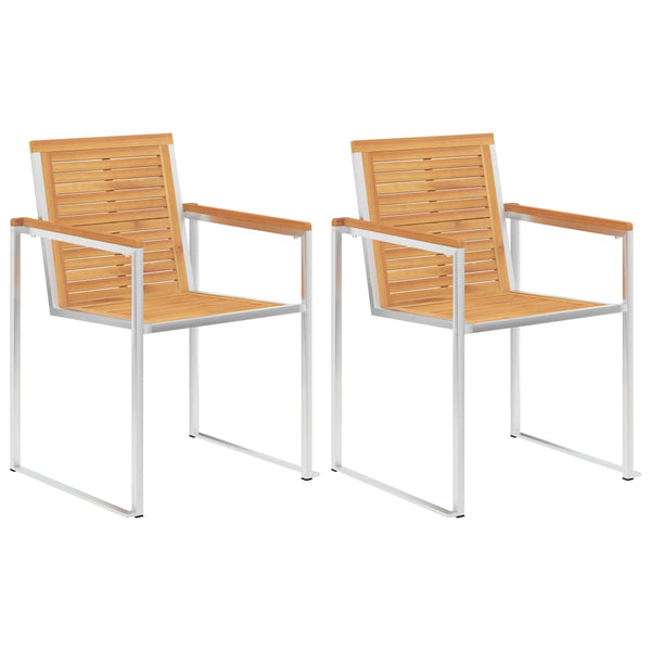 vidaXL Chaises de jardin avec coussins 2 pcs. Bois de teck massif et acier