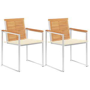 vidaXL Chaises de jardin avec coussins 2 pcs. Bois de teck massif et acier
