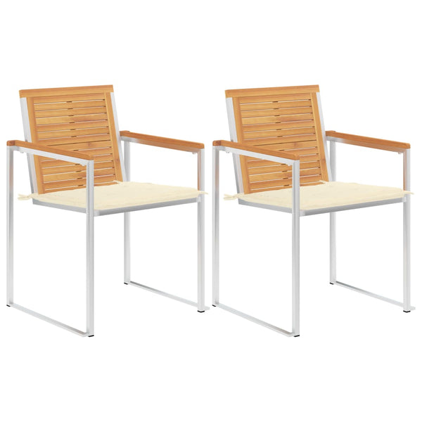 vidaXL Chaises de jardin avec coussins 2 pcs. Bois de teck massif et acier