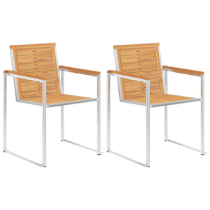 vidaXL Chaises de jardin avec coussins 2 pcs. Bois de teck massif et acier