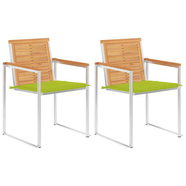 vidaXL Chaises de jardin avec coussins 2 pcs. Bois de teck massif et acier