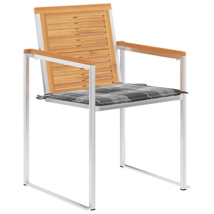 vidaXL Chaises de jardin avec coussins 2 pcs. Bois de teck massif et acier