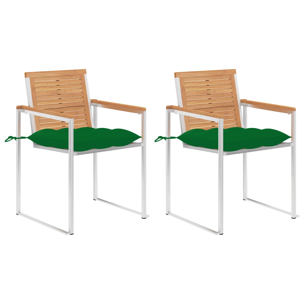 vidaXL Chaises de jardin avec coussins 2 pcs. Bois de teck massif et acier