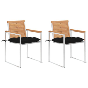 vidaXL Chaises de jardin avec coussins 2 pcs. Bois de teck massif et acier