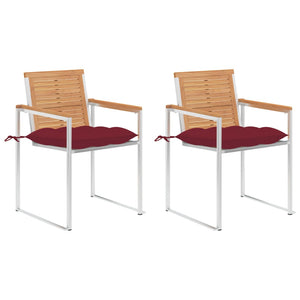 vidaXL Chaises de jardin avec coussins 2 pcs. Bois de teck massif et acier