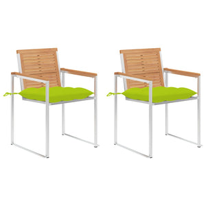 vidaXL Chaises de jardin avec coussins 2 pcs. Bois de teck massif et acier