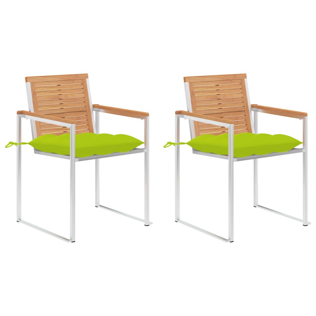 vidaXL Chaises de jardin avec coussins 2 pcs. Bois de teck massif et acier