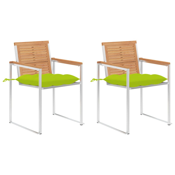 vidaXL Chaises de jardin avec coussins 2 pcs. Bois de teck massif et acier