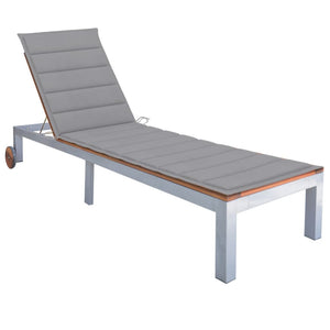 vidaXL Chaise longue avec coussin Bois d'acacia massif Acier galvanisé