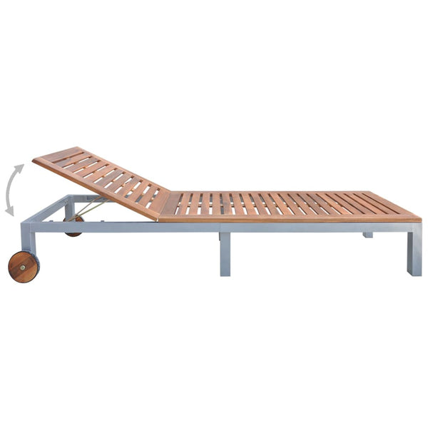 vidaXL Chaise longue avec coussin Bois d'acacia massif Acier galvanisé