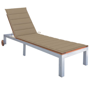 vidaXL Chaise longue avec coussin Bois d'acacia massif Acier galvanisé