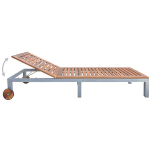 vidaXL Chaise longue avec coussin Bois d'acacia massif Acier galvanisé