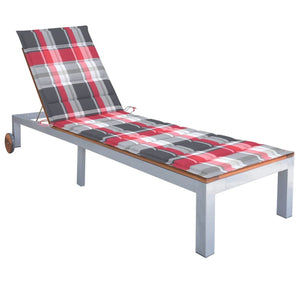 vidaXL Chaise longue avec coussin Bois d'acacia massif Acier galvanisé