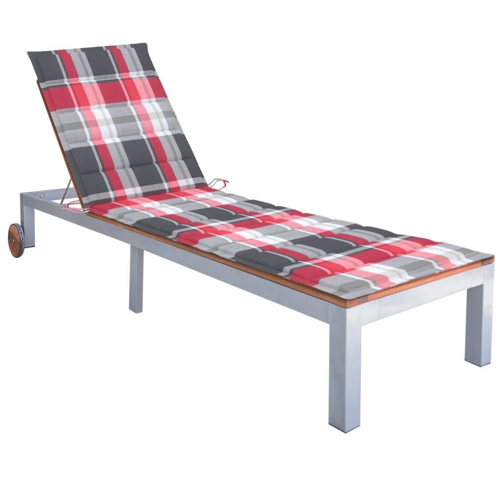 vidaXL Chaise longue avec coussin Bois d'acacia massif Acier galvanisé