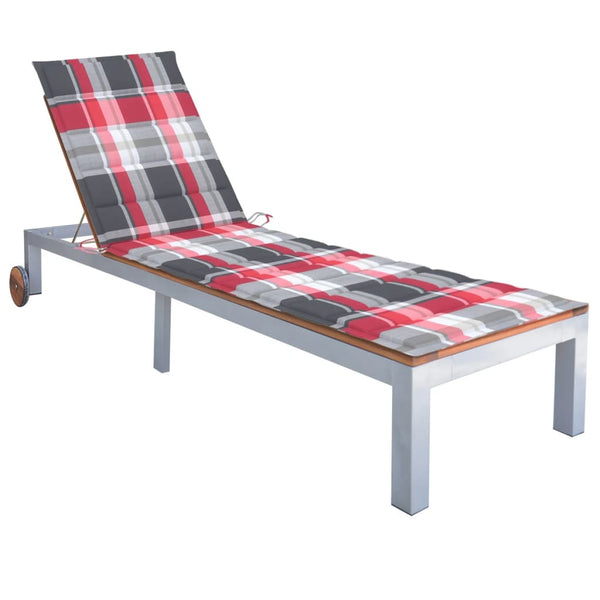 vidaXL Chaise longue avec coussin Bois d'acacia massif Acier galvanisé