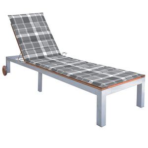 vidaXL Chaise longue avec coussin Bois d'acacia massif Acier galvanisé