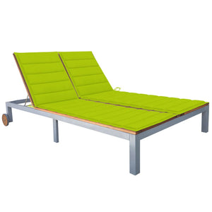 vidaXL Bain de soleil double avec coussin Bois d'acacia massif et acier