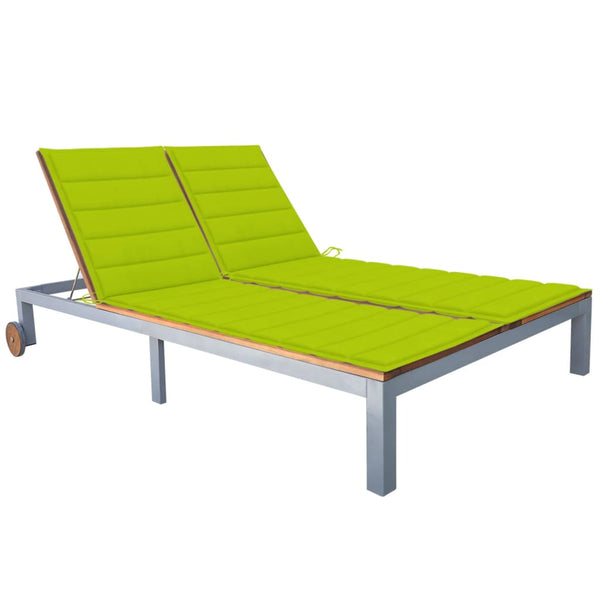 vidaXL Bain de soleil double avec coussin Bois d'acacia massif et acier