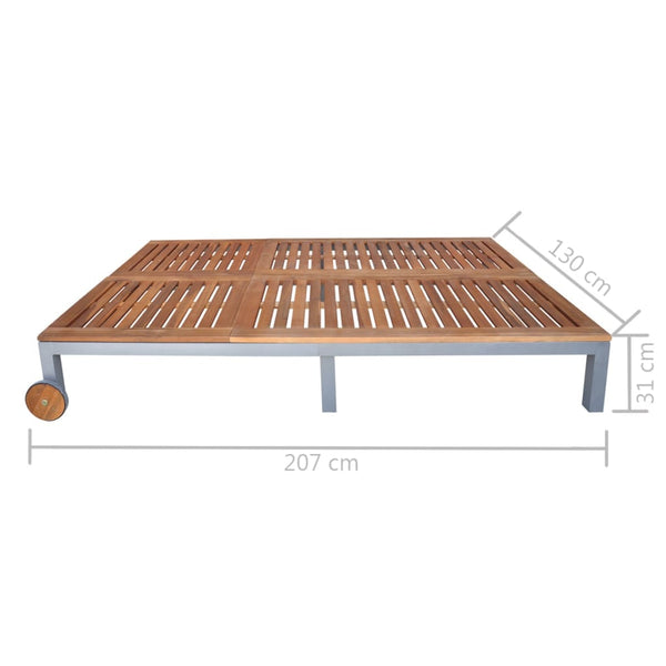 vidaXL Bain de soleil double avec coussin Bois d'acacia massif et acier