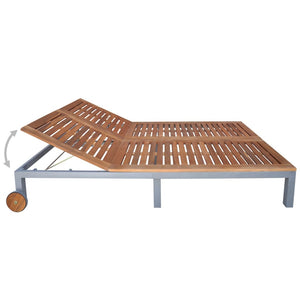 vidaXL Bain de soleil double avec coussin Bois d'acacia massif et acier