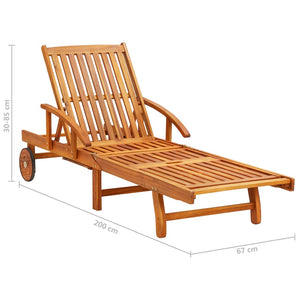 vidaXL Bain de soleil avec table et coussin Bois d'acacia massif