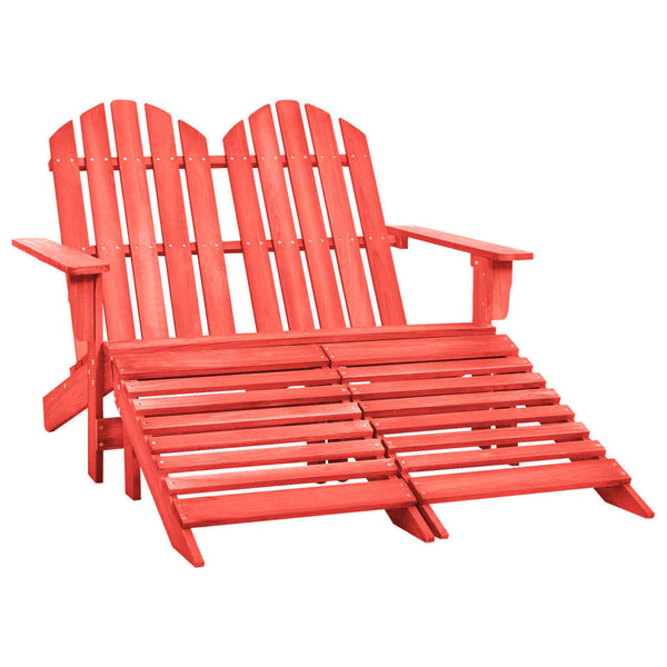Adirondack-Gartenbank 2-Sitzer mit Fußteil Tannenholz Rot