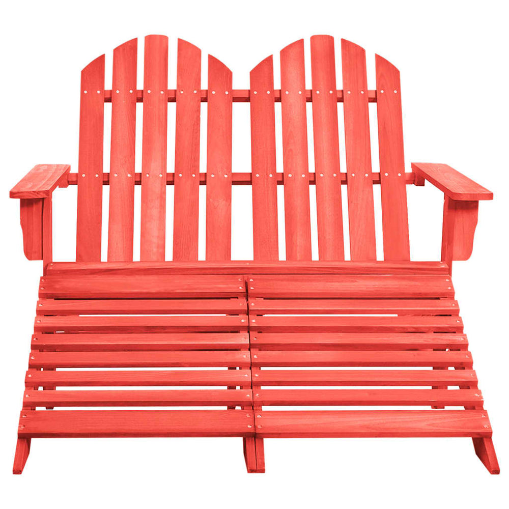 Adirondack-Gartenbank 2-Sitzer mit Fußteil Tannenholz Rot