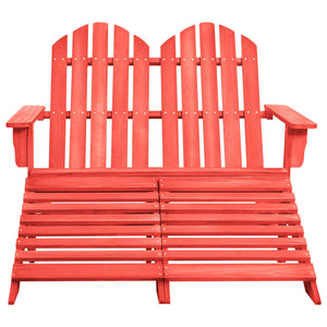 Adirondack-Gartenbank 2-Sitzer mit Fußteil Tannenholz Rot