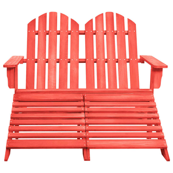 Adirondack-Gartenbank 2-Sitzer mit Fußteil Tannenholz Rot