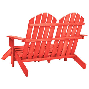 Adirondack-Gartenbank 2-Sitzer mit Fußteil Tannenholz Rot