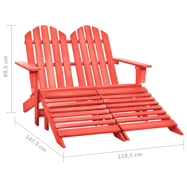 Adirondack-Gartenbank 2-Sitzer mit Fußteil Tannenholz Rot