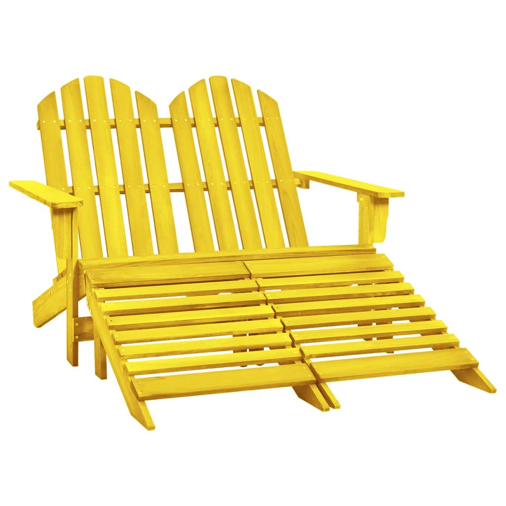 vidaXL Banc de jardin Adirondack 2 places avec repose-pieds Bois de sapin Jaune