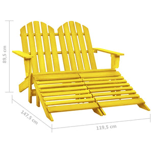 vidaXL Banc de jardin Adirondack 2 places avec repose-pieds Bois de sapin Jaune