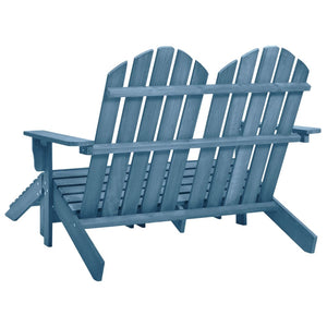 Adirondack-Gartenbank 2-Sitzer mit Fußteil Tannenholz Blau