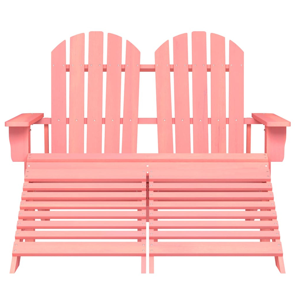 Adirondack-Gartenbank 2-Sitzer mit Fußteil Tannenholz Rosa