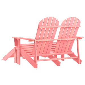 Adirondack-Gartenbank 2-Sitzer mit Fußteil Tannenholz Rosa